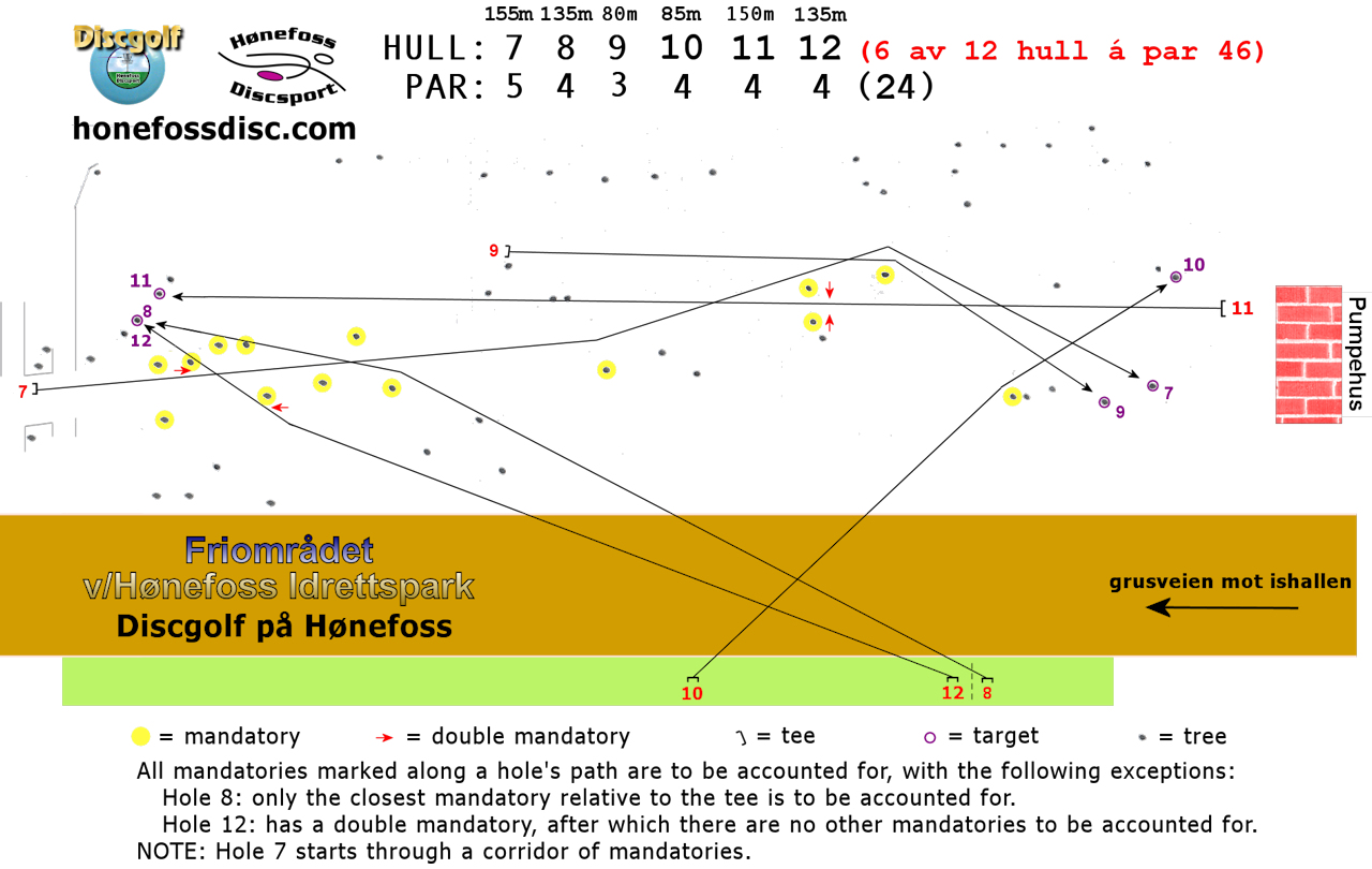 Hønefoss Discgolf, hull 7-12